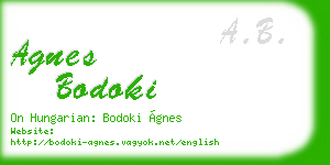 agnes bodoki business card